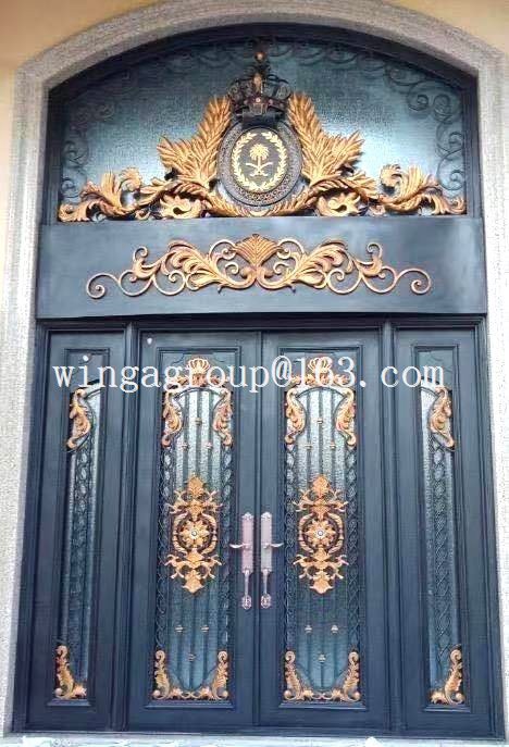 Royal Style Exterior Double Wrought Iron Door